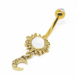 Fábrica chapados en oro barato muestra sol piercing en el ombligo, Luna pendientes belle botón anillos - Product Image 4