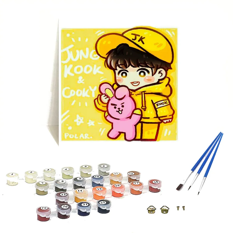 Diy Painting Orfon TZ3783 K-pop Stars Jungkook Cartoon by Numbers Kits on Canvas with Acrylic Paint 40 * 50cmフレームなし