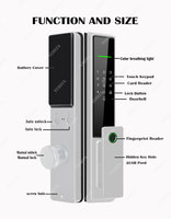 Serrure Intelligente TTlock Ble App Empreinte Digitale et Mot de Passe, Déverrouillage Téléphone, Serrure de Porte Numérique Étanche avec Carte Clé NFC
