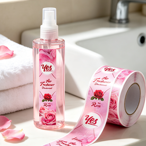 Etiqueta Adhesiva de Vinilo en Rollo a Todo Color con Diseño de Rosa Rosa, Impermeable, para Botellas de Ambientador, Cajas de Regalo y Embalaje - Product Image 5