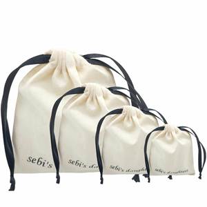 Sac à poussière en toile de coton avec logo personnalisé, pochette à cordon pour bijoux, sac cadeau avec ruban - Product Image 2