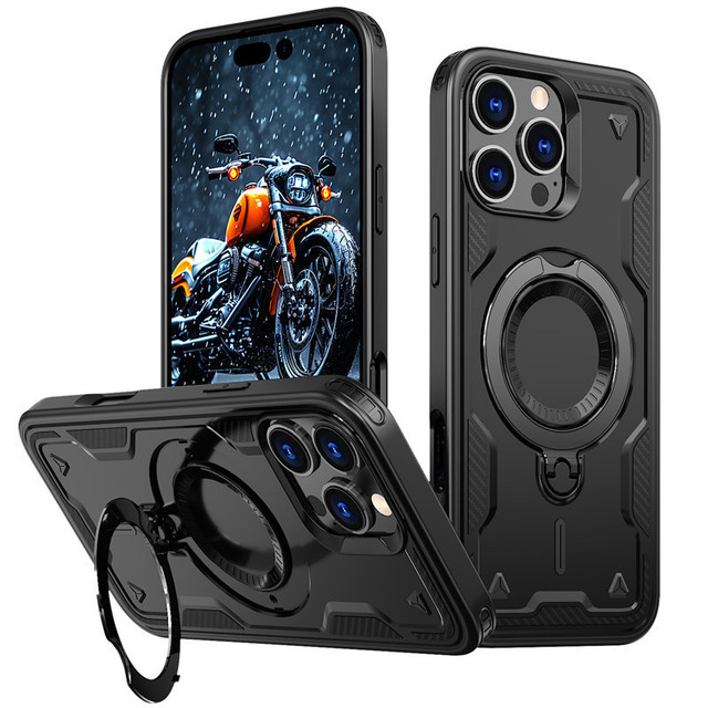 Military-Grade Protective Cover for Apple 16Promax Luxury Design Rotating Bracket Magnetic Wireless Charging Anti-Drop Features