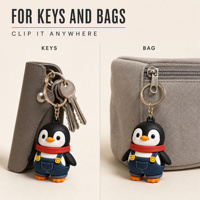 Porte-clés en peluche 3D au design amusant de pingouin, porte-clés de voiture en PVC, directement du fabricant avec logo personnalisable