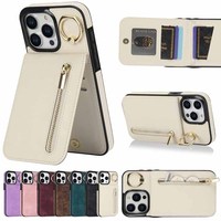 Étui de téléphone portefeuille en cuir à rabat résistant aux chocs avec fermoir magnétique et béquille, personnalisé en usine, pour iPhone 17 à 11