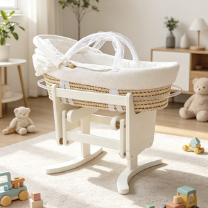 Support à bascule pour berceau Moïse <span class=keywords><strong>en</strong></span> bois <span class=keywords><strong>blanc</strong></span> de style nordique moderne pour chambre de bébé - Product Image 5