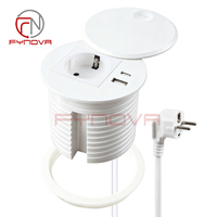 Nouvelle multiprise industrielle ABS 80 mm conforme aux normes européennes, chargeur USB intelligent pour bureau, prise de table ronde pour bureau du personnel