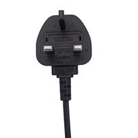 Câble PVC noir 2 conducteurs 2x0,75mm² avec prise UK, certifié CE, longueur personnalisée pour appareils électroménagers