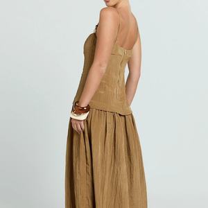 ชุดเดรสยาวทรงเอไลน์แบบลำลองสำหรับวันหยุดพักผ่อนริมชายหาด ดีไซน์หรูหรา คอเหลี่ยม แขนกุด - Product Image 2