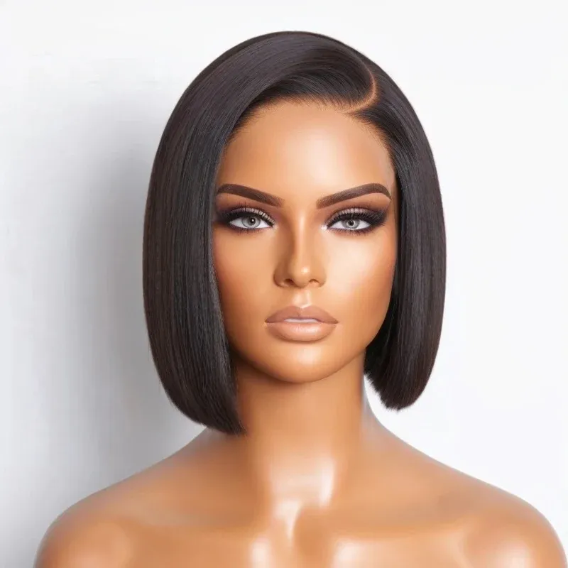 Wholesale Straight Bob Lace front Wigs 100% Virgin Human Hair Peruvian Hd Lace Frontal Wig For Black Women Lace Wig Natural Hair