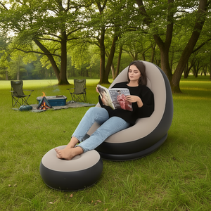 Fauteuil gonflable Myrva avec repose-pieds, siège de salon extérieur, design moderne, matériau PVC - Product Image 2