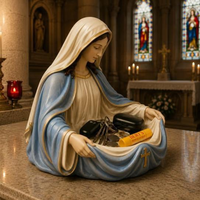 Statue de la Vierge Marie avec plateau de rangement, figurine de Notre-Dame peinte à la main, support à bijoux et clés religieux pour bureau, décoration catholique pour la maison