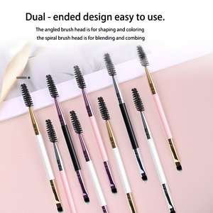 Kfeier 2 in 1 デュアルエンドマスカラスプーリーワンド、角度付き両面眉ブラシ、合成毛、プラスチックハンドル、アイケア用 - Product Image 3
