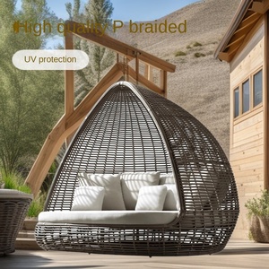Fauteuil inclinable décontracté moderne de style nordique, en rotin, durable, en bois massif, pour l'extérieur, la villa, le <span class=keywords><strong>jardin</strong></span>, le balcon, avec coussins - Product Image 1