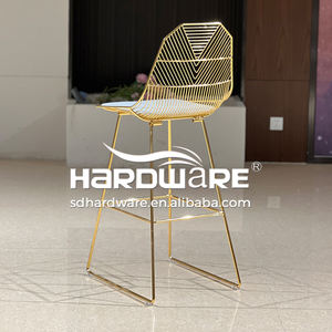 Tabouret de bar haut en acier inoxydable doré, style moderne, pour pub d'hôtel, bar, doré - Product Image 6