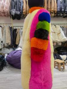 2022 nouvelle mode personnalisé femmes moelleux pleine longueur fourrure veste arc-en-ciel coloré réel renard fourrure <span class=keywords><strong>manteau</strong></span> pour dames - Product Image 3