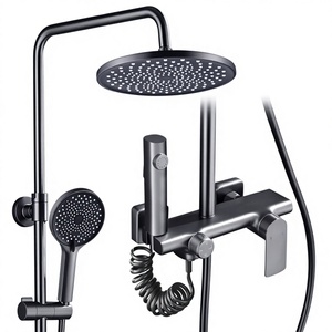 Ensemble de <span class=keywords><strong>douche</strong></span> mural à énergie <span class=keywords><strong>solaire</strong></span> à poignée unique en cuivre Qingshiya avec barre coulissante pour salle de bain - Product Image 1