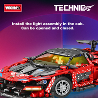 WOMA TOY Voiture télécommandée STEM personnalisée pour étudiants, blocs de construction, jouets, modèle de voiture de sport de marque célèbre pour enfants, ensemble éducatif