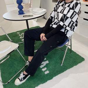 กางเกงผู้หญิงไซส์ใหญ่พิเศษมาใหม่กางเกงลำลองขาตรงเอวยางยืดสีมัสตาร์ด N8217ฤดูใบไม้ร่วงฤดูหนาว - Product Image 3