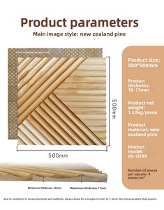 Mosaïque en bois massif naturel, mosaïque en bois de pin, motif de planches aléatoires, revêtement mural pour café, restaurant, comptoir de bar, décoration - Product Image 4