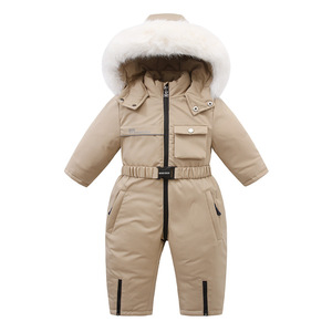 Tuta da sci per bambini transfrontaliera autunno/inverno, foderata in pile, ispessita, con cerniera, stile workwear, con cappuccio, per neonati e bambini - Product Image 5
