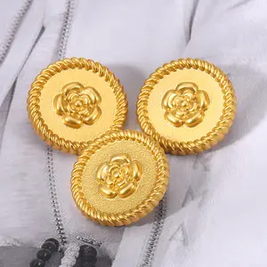 wholesale 18mm 23mm 25mm ladies fashion sand golden rose flower metal down holes shank sewing buttons