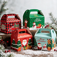 Boîte cadeau portable en kraft avec poignée, design de Noël, pour cupcakes et confiseries, personnalisée, unique, avec finition brillante ou mate