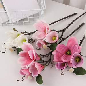 Fleur artificielle 3D Magnolia, fleur en soie blanche et rose clair, haute simulation, décorations pour mariage et maison - Product Image 4
