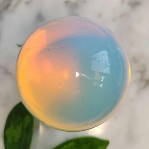 Natural Opal Crystal Sphere <b>Glass</b> Base Healing Gemstone Ball Eco-Friendly Buddhist Theme Easter Home Decor Meditation Spiritual - Product Image 3