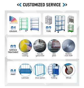 Supermarché au détail livraison Express logistique 3 côtés chariot de stockage galvanisé métal pliable rouleau conteneur - Product Image 5