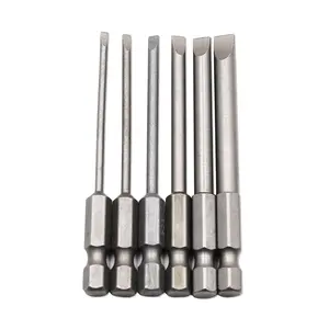 1/4 Inch Hex Handle S2 Hardened Flat-blade Air Screwdriver Bit With Magnetic Pneumatic Slotted Screwdriver Bit
