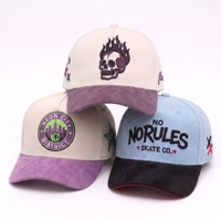 Casquette de baseball vintage style western, 5 panneaux, bicolore, en daim, avec logo brodé personnalisé