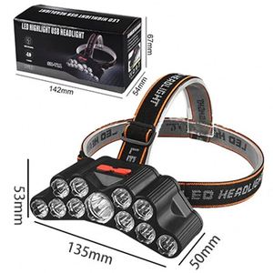ไฟหน้าแบบพกพา 11 LED ไฟหน้าแบบพกพา ไฟหน้าแบบชาร์จไฟได้ USB ไฟหน้าแบบชาร์จไฟได้แบตเตอรี่ในตัวไฟฉายตกปลาโคมไฟกลางแจ้ง - Product Image 2