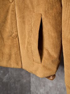 Veste d'hiver imperméable <span class=keywords><strong>Softshell</strong></span> pour homme Manteau en polaire coupe-vent simple boutonnage OEM Veste en duvet de coton texturé en velours côtelé - Product Image 6