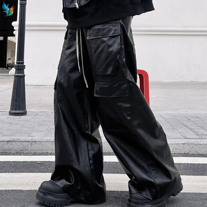 <span class=keywords><strong>Pantaloni</strong></span> Cargo in <span class=keywords><strong>Ecopelle</strong></span> Nera Personalizzati, Larghi e Comodi, Stile Hip Hop con Tasche per <span class=keywords><strong>Uomo</strong></span> - Product Image 2