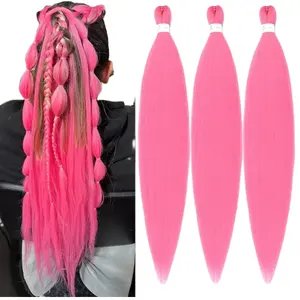 Private Label OEM ODM Kanekalon Fiber Pre Stretched EZ Braiding Hair Layered End Easy Braid In Stock