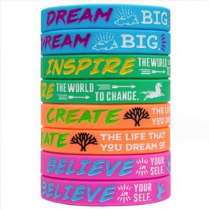 สายรัดข้อมือซิลิโคนพิมพ์ลายแบบกำหนดเอง เป็นมิตรกับสิ่งแวดล้อม สายรัดข้อมือยาง สายรัดข้อมือสร้างแรงบันดาลใจสำหรับมือ - Product Image 1