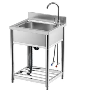 Freistehendes einzeln stehendes edelstahl-Becken kommerzielles Restaurant-Küchenspüle-Set Dienstleistung Waschen Handwaschbecken