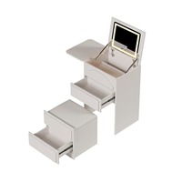 Ensemble de coiffeuse de maquillage intelligente en bois avec miroir lumineux à rabat et éclairage intégré, MOQ 100