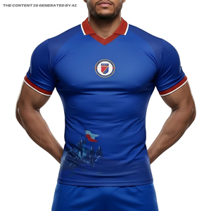 Maglia da Calcio Haiti 2026WC con Colletto a <span class=keywords><strong>V</strong></span>, <span class=keywords><strong>T</strong></span>-shirt in Rete di Alta Qualità, Essenziale SAETA Maglia da Calcio Haiti a Maniche Corte - Product Image 2