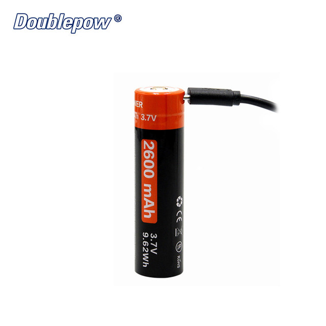 Doublepow USB Charging 18650 3.7V 2600mAh Rechargeable Lithium Ion Battery for Toys