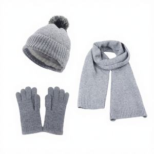 Conjunto de 3 Piezas: Gorro de Invierno Estampado para Mujer, Bufanda Ajustable con Forro Polar Grueso y Guantes Tejidos Cálidos para Hombre - Product Image 2