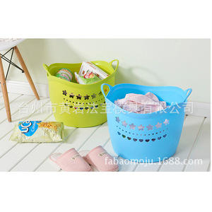 Plastic Laundry <b>Basket</b> 23.7Cm Diameter 26.7Cm Height Lightweight <b>Storage</b> For Clothes And Toys - Product Image 4