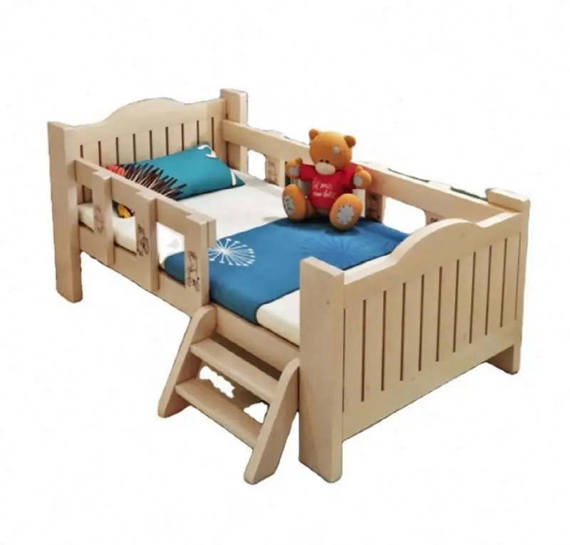 YQ JENMW 가드 레일이있는 단단한 나무 어린이 침대 작은 침대 아기 소년 소녀 공주 침대