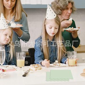 Sage Green <b>Square</b> Napkins Lace <b>Edge</b> 20Pcs Birthday Party Tableware Decorations - Product Image 2