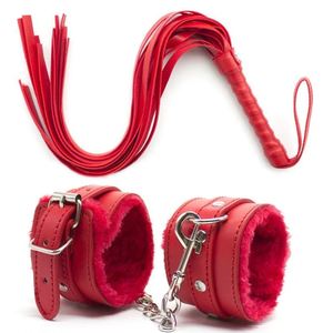 <span class=keywords><strong>Fouet</strong></span> en cuir Flogger avec menottes de sexe en peluche Set Couple Esclave SM Retenue Bondage Jeux Accessoires Femmes Sex Toys - Product Image 2