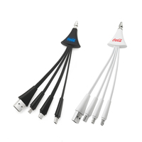 Couleurs vives Macaron cadeau promotionnel d'affaires personnalisé éclairer Logo LED 3 en 1 câbles de charge USB pour tous les téléphones portables