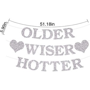 Bannière Cœur Pailleté « Plus Vieille, Plus Sagesse, Plus Chaleur » pour Femmes – Décoration et <span class=keywords><strong>Cadeau</strong></span> pour Anniversaires <span class=keywords><strong>30</strong></span>, 40, 50, 60, 70, 80 <span class=keywords><strong>ans</strong></span> (Argent) - Product Image 2