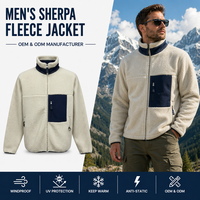 Veste en polaire Sherpa épaisse et chaude pour homme, style Teddy Bear, avec col montant et logo frontal, idéale pour l'hiver