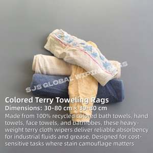 Chiffons en coton coloré pour essuyage d'huile, 100% coton coloré de qualité supérieure, absorbant l'eau et l'huile, pour le nettoyage - Product Image 2