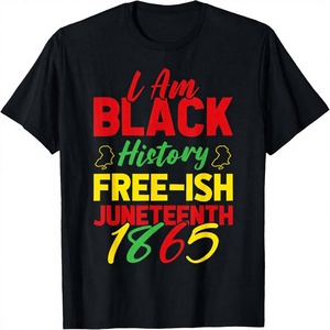 Spedizione Gratuita T-Shirt da Uomo Vintage Solido Senza Stampa Juneteenth 1865 - I Am Black History Free-ish - Product Image 1
